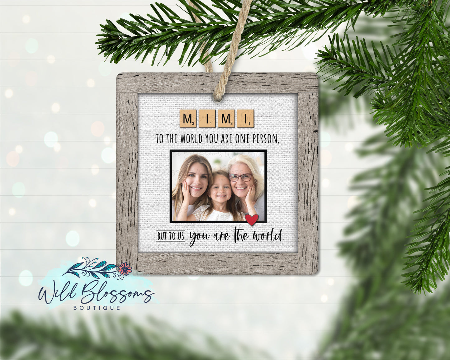 Grandma | Mimi | Nana | Nanny | Nonna Scrabble Tile Photo Ornament