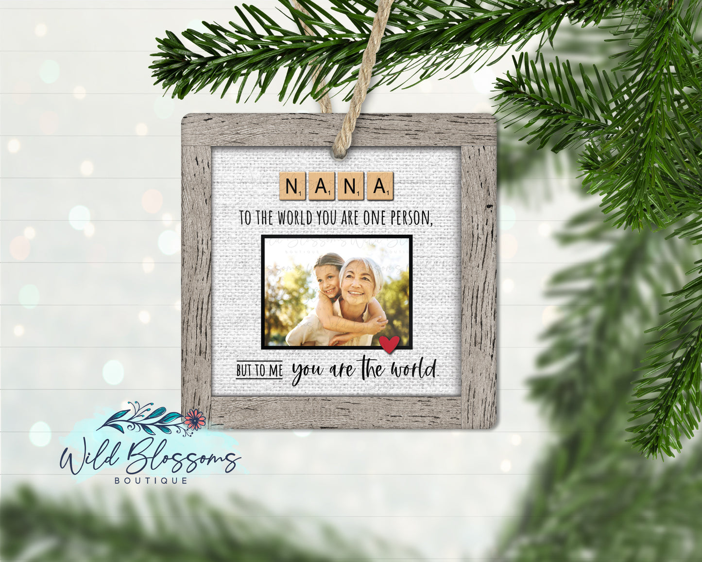 Grandma | Mimi | Nana | Nanny | Nonna Scrabble Tile Photo Ornament