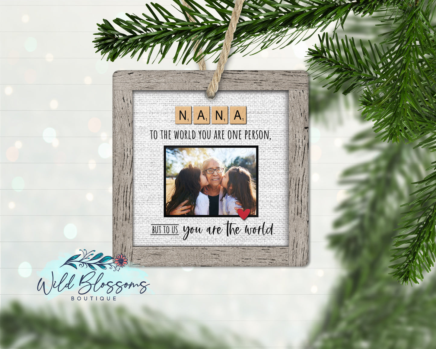 Grandma | Mimi | Nana | Nanny | Nonna Scrabble Tile Photo Ornament