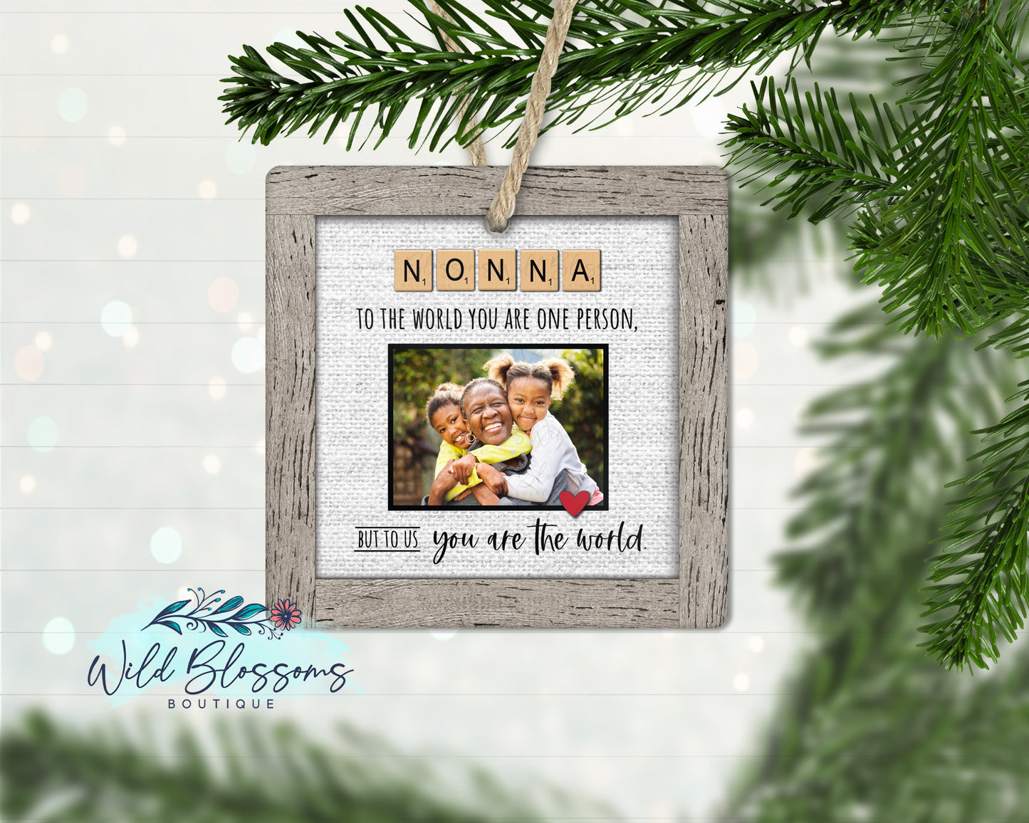 Grandma | Mimi | Nana | Nanny | Nonna Scrabble Tile Photo Ornament