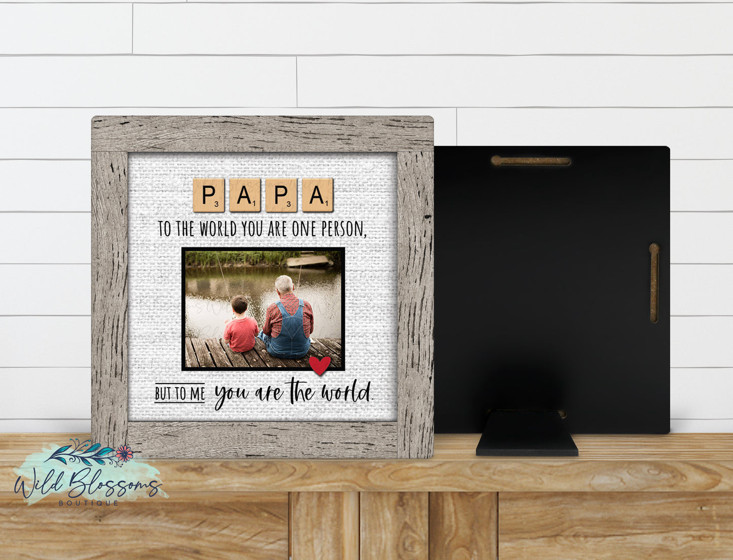 Papa Scrabble Tile Photo Picture Frame