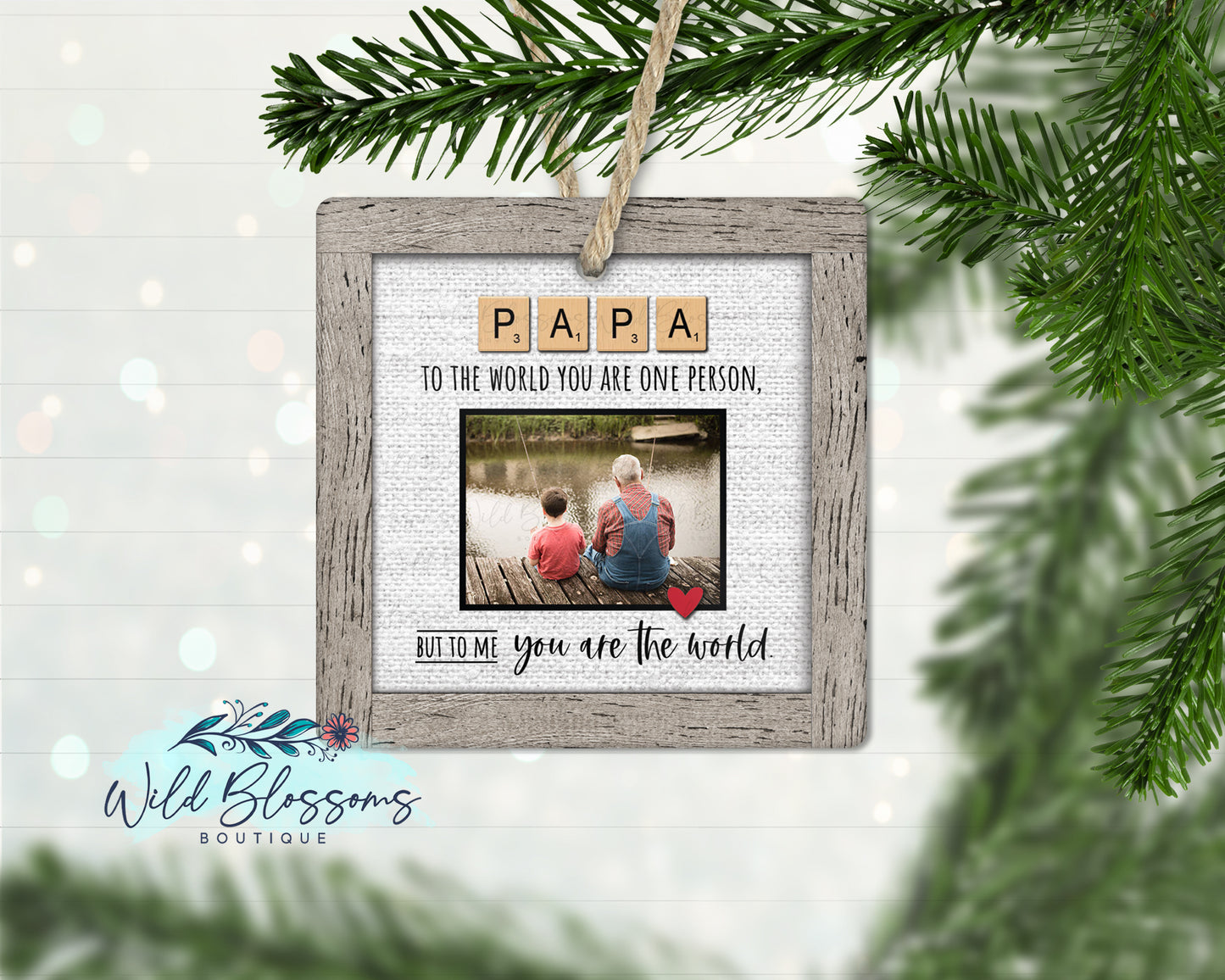 Grandpa | Papa |  Papaw |Pop | Pop Pop | Poppy Scrabble Tile Photo Ornament