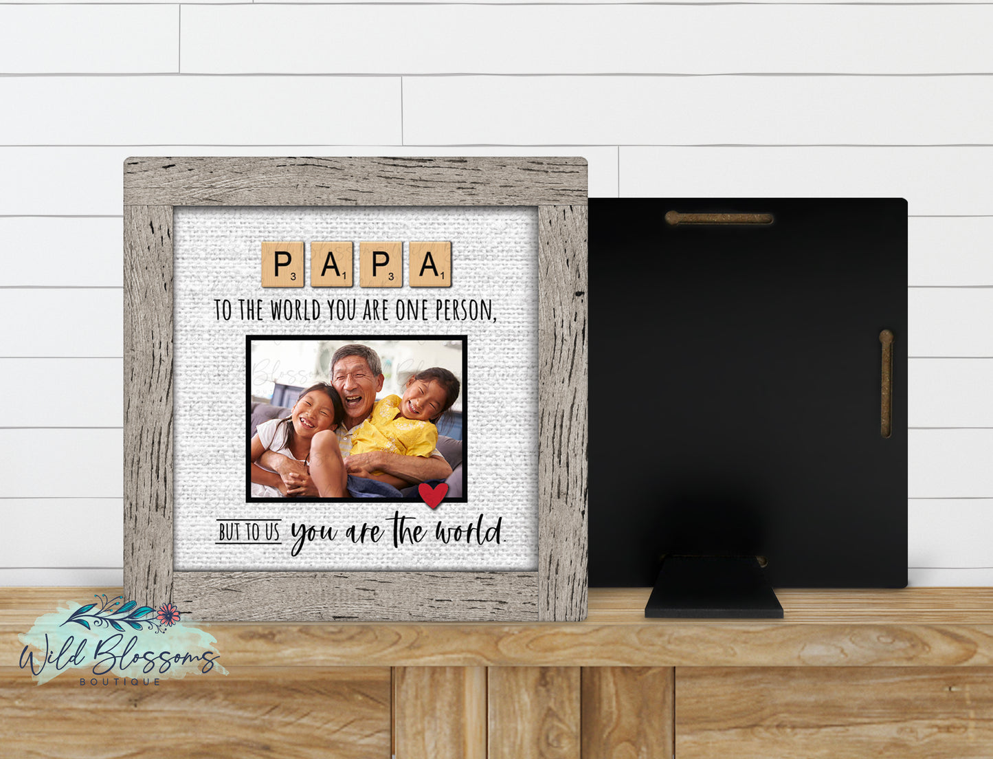 Papa Scrabble Tile Photo Picture Frame