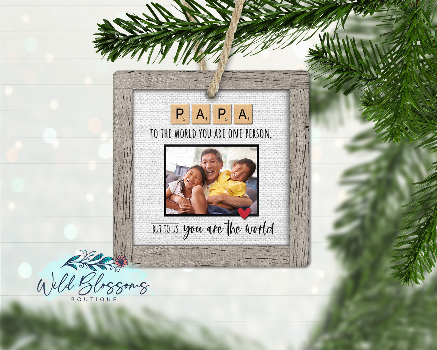 Grandpa | Papa |  Papaw |Pop | Pop Pop | Poppy Scrabble Tile Photo Ornament