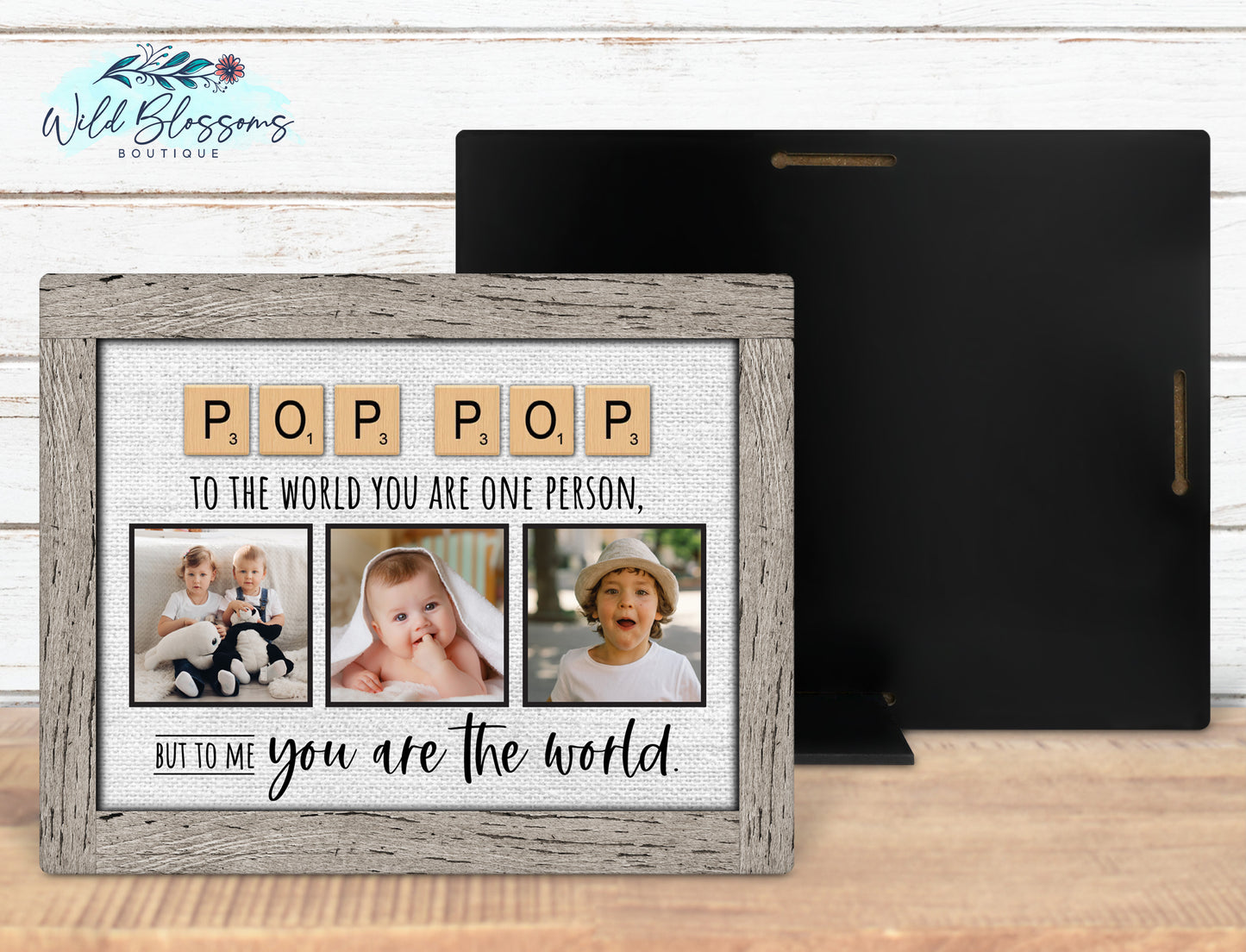 Pop Pop Scrabble Tile Photo Picture Frame