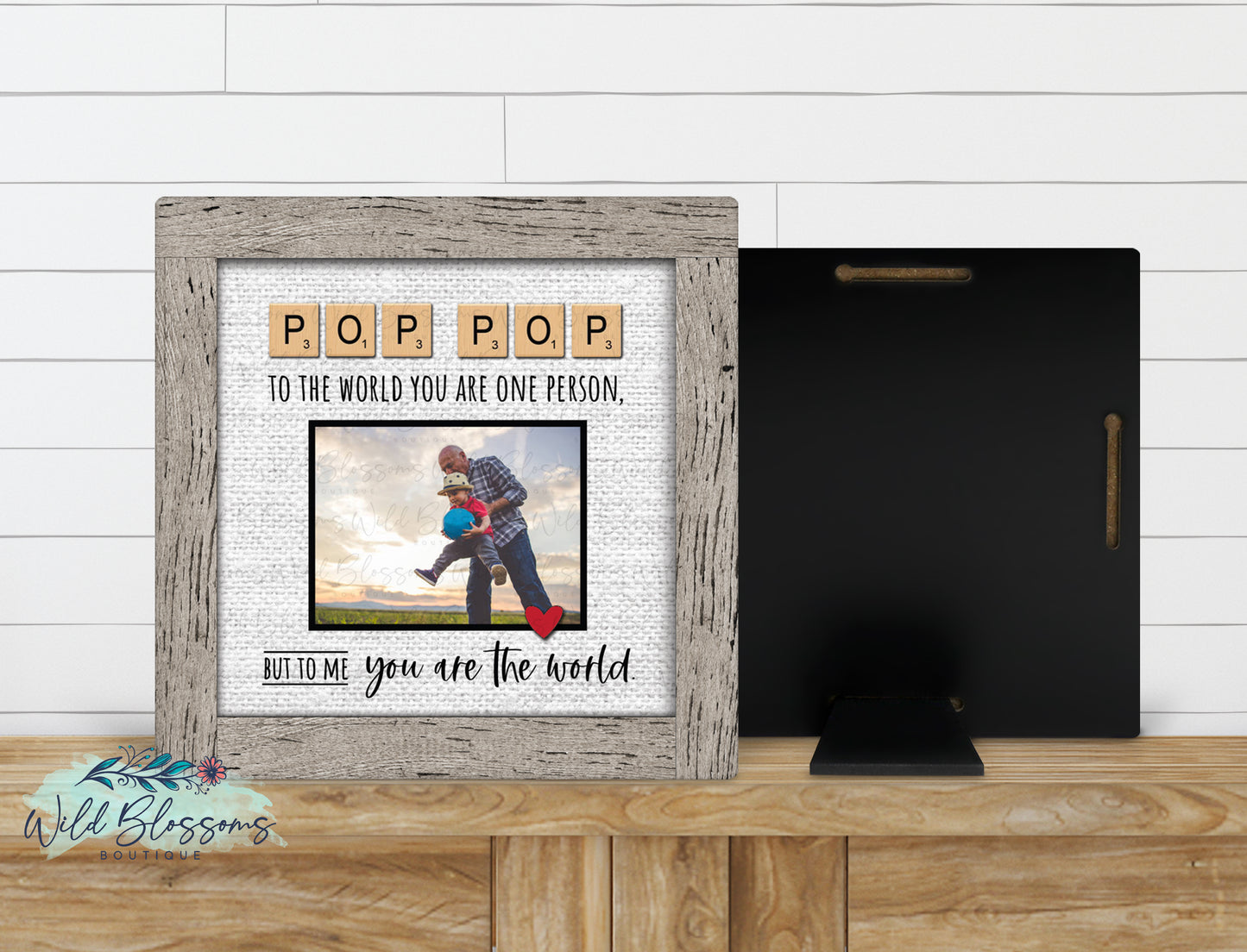 Pop Pop Scrabble Tile Photo Picture Frame