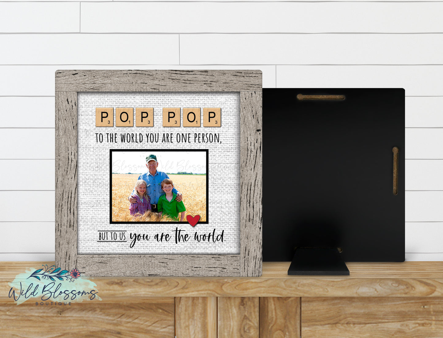 Pop Pop Scrabble Tile Photo Picture Frame