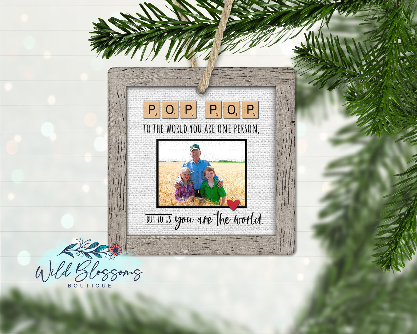 Grandpa | Papa |  Papaw |Pop | Pop Pop | Poppy Scrabble Tile Photo Ornament