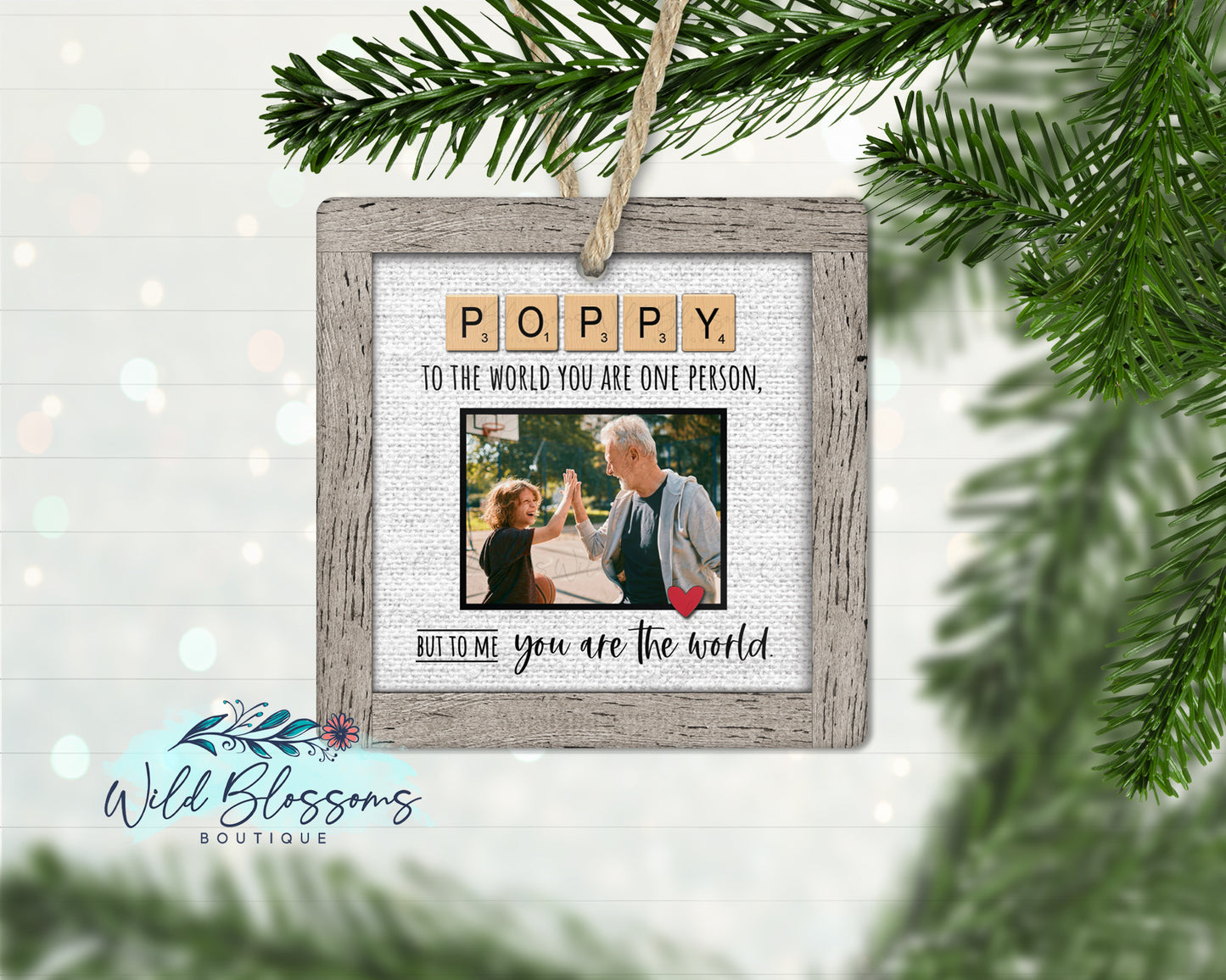 Grandpa | Papa |  Papaw |Pop | Pop Pop | Poppy Scrabble Tile Photo Ornament