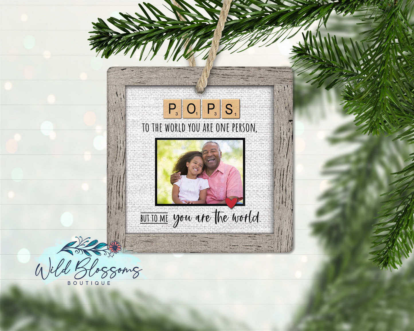 Grandpa | Papa |  Papaw |Pop | Pop Pop | Poppy Scrabble Tile Photo Ornament