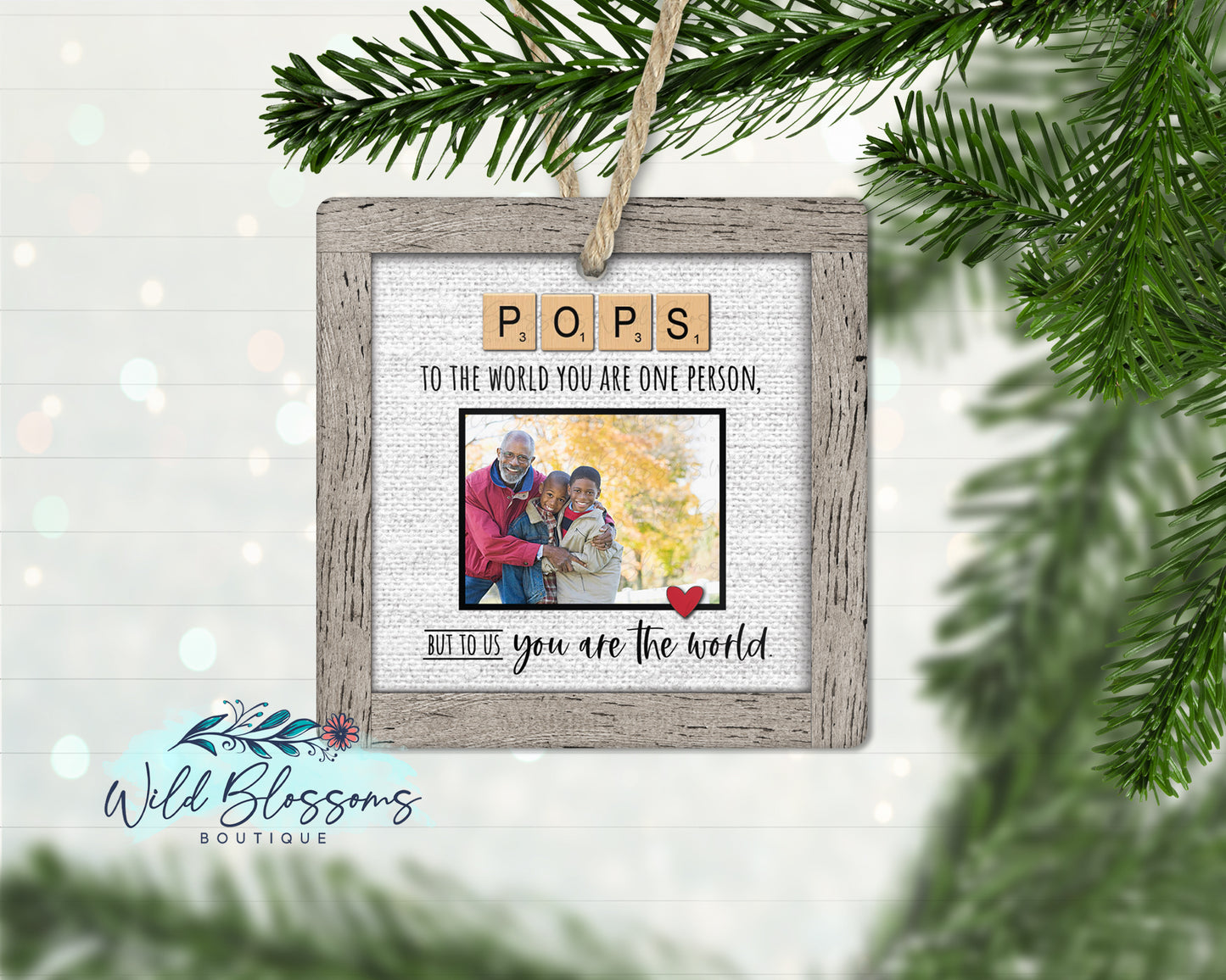 Grandpa | Papa |  Papaw |Pop | Pop Pop | Poppy Scrabble Tile Photo Ornament