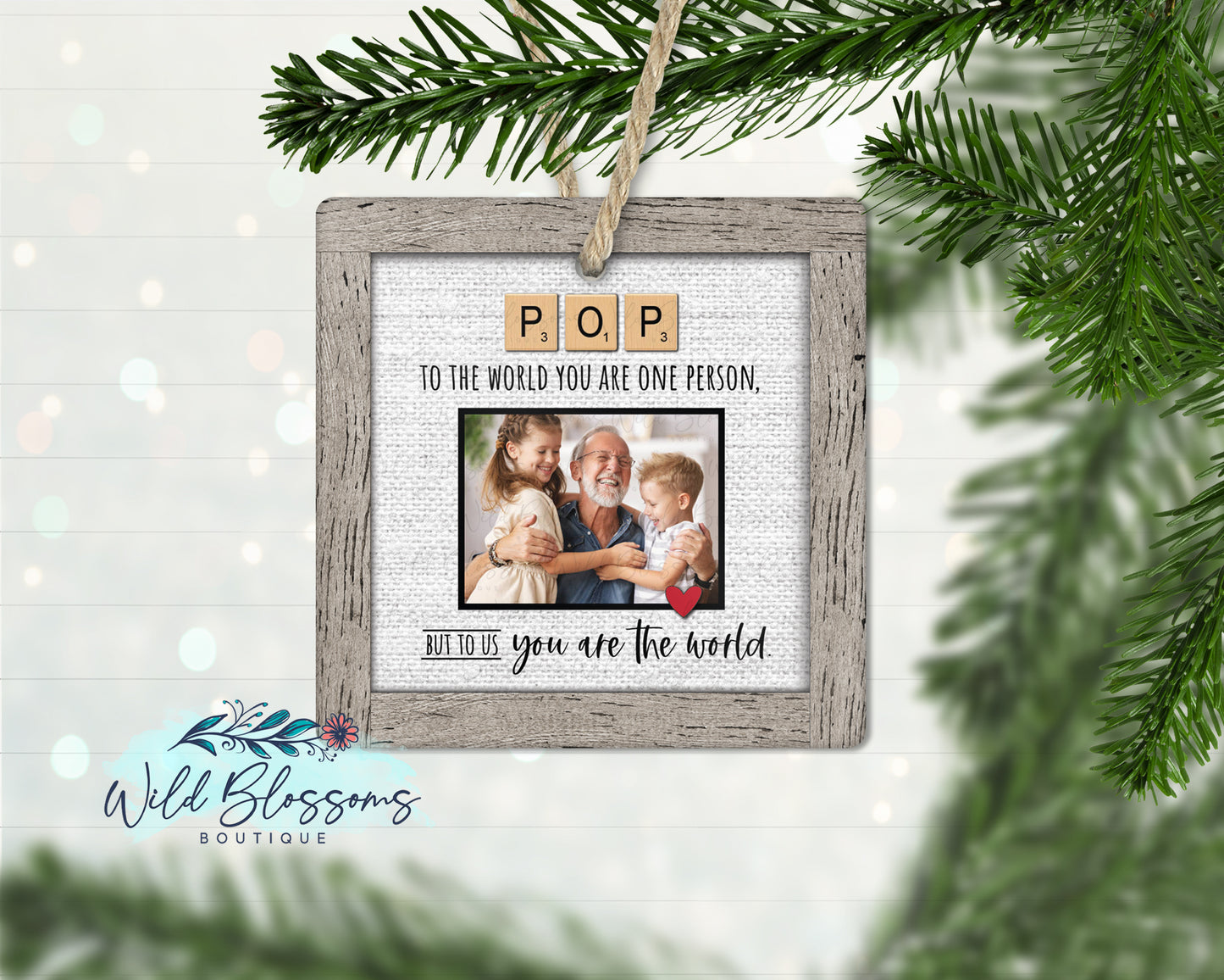 Grandpa | Papa |  Papaw |Pop | Pop Pop | Poppy Scrabble Tile Photo Ornament