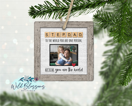 Stepdad | Bonus Dad Scrabble Tile Photo Ornament