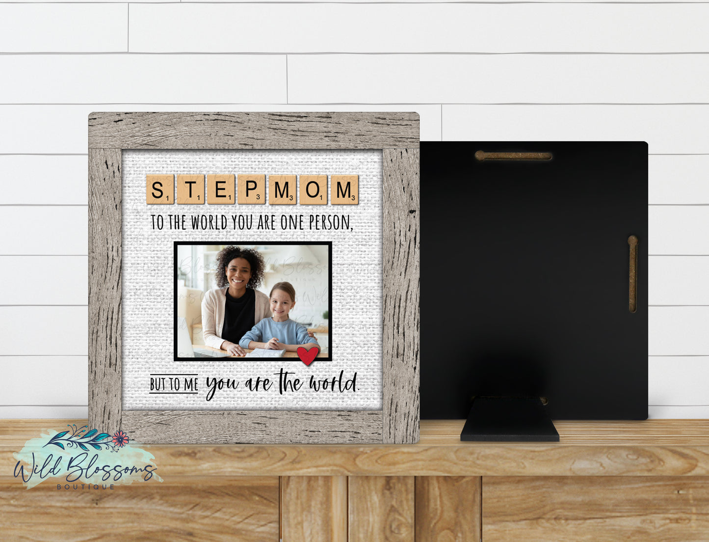Stepmom | Bonus Mom Scrabble Tile Photo Picture Frame