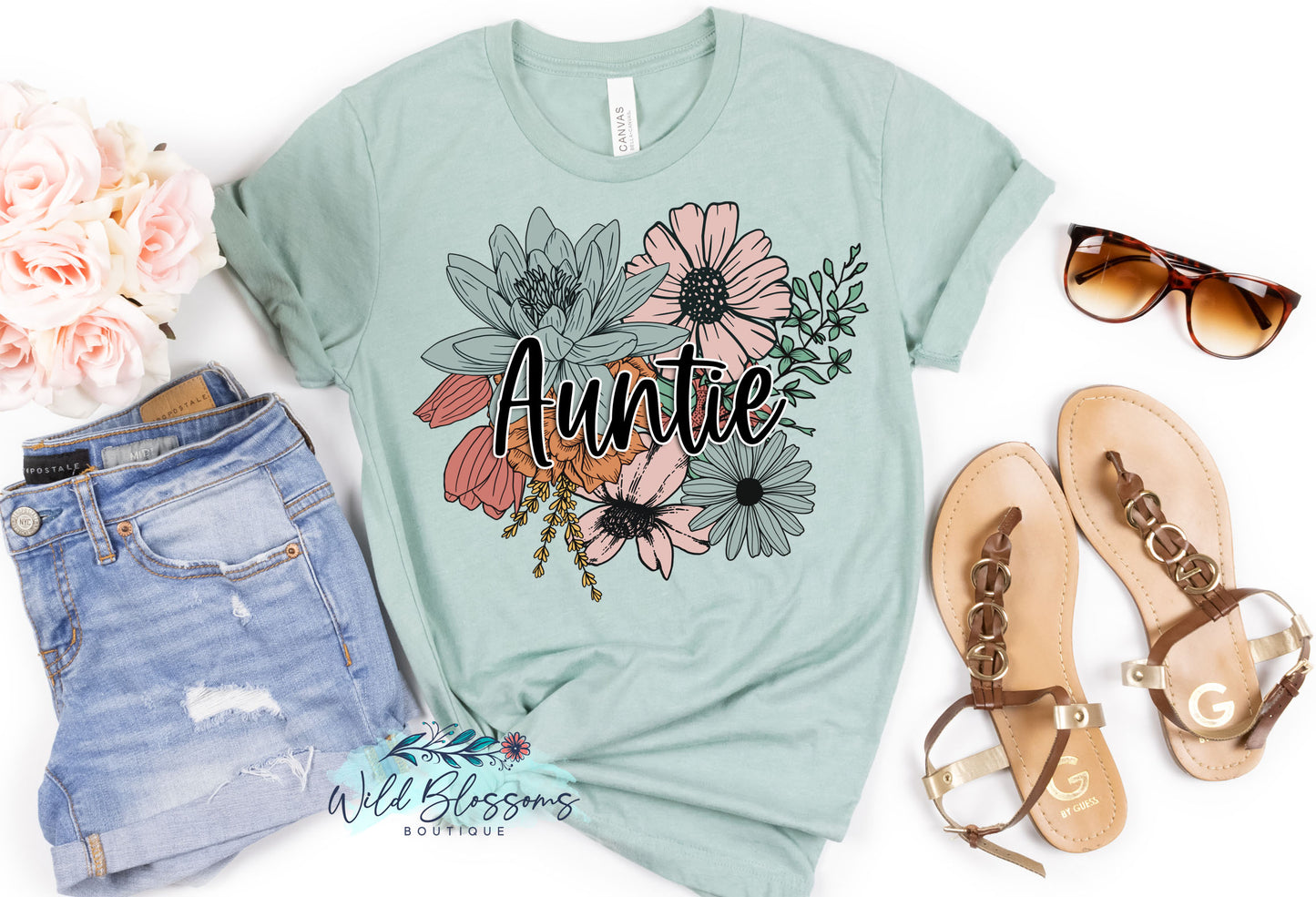 Floral Custom Name Mother's Day Graphic Tee