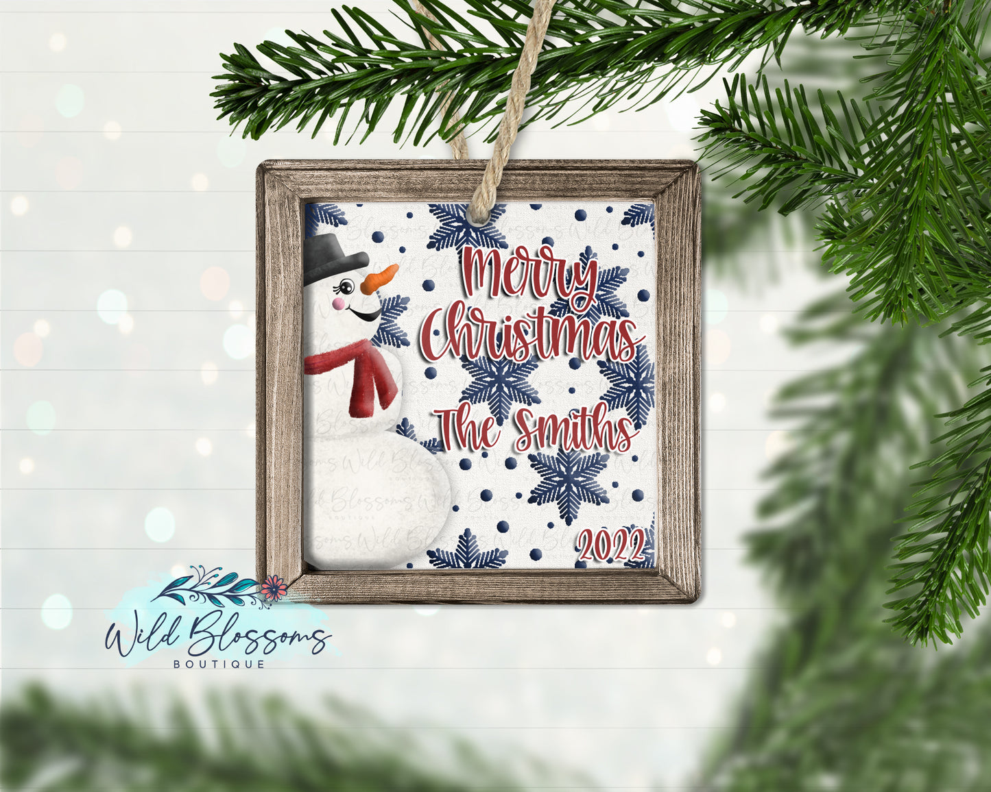 Snowman With Snowflakes Ornament