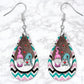 Pink Chevron Snowy Valentines Gnome Drop Earrings