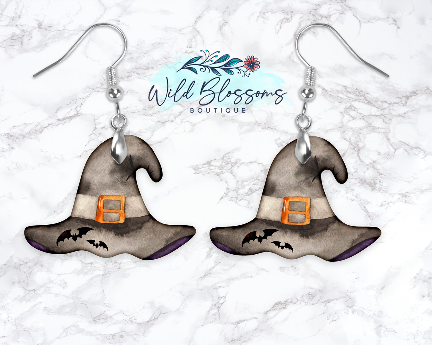 Spooky Halloween Witch Hat Drop Earrings