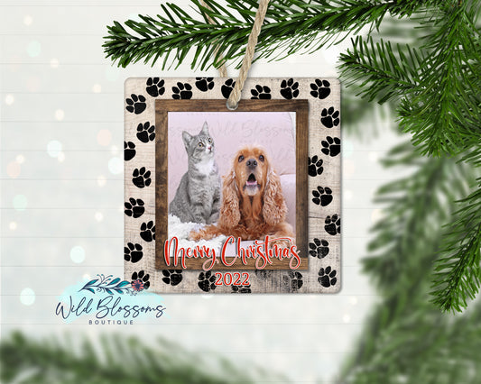 Paw Print Wooden Frame Photo Ornament