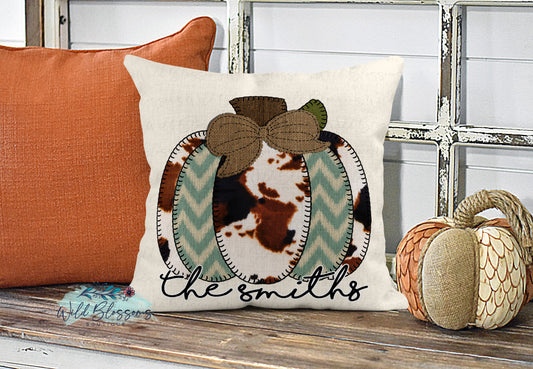 Stitched Cow Print Personalized Pillow