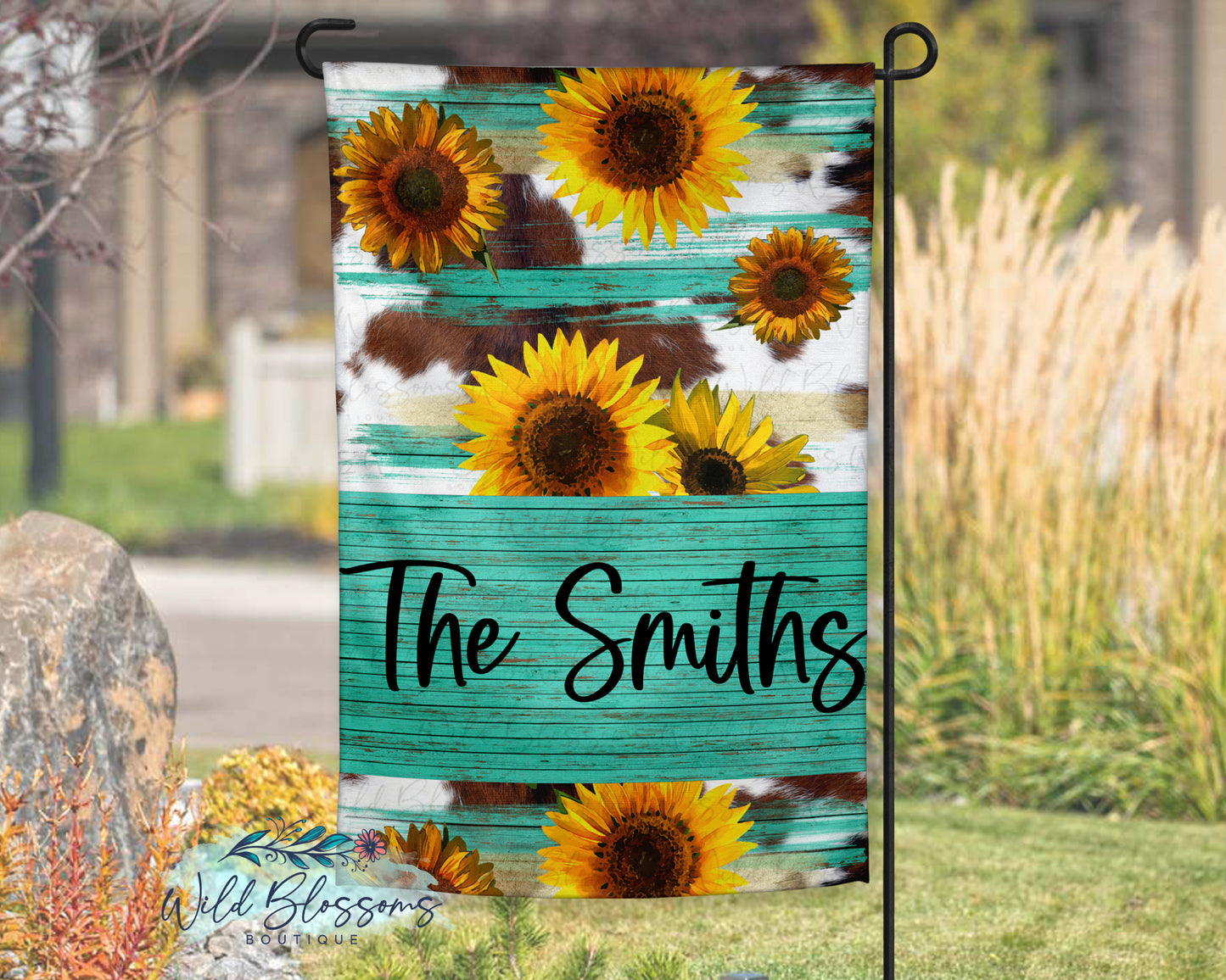 Sunflower on Cowhide Garden Flag