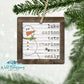 Rustic Wooden Snowman Family Name Ornament