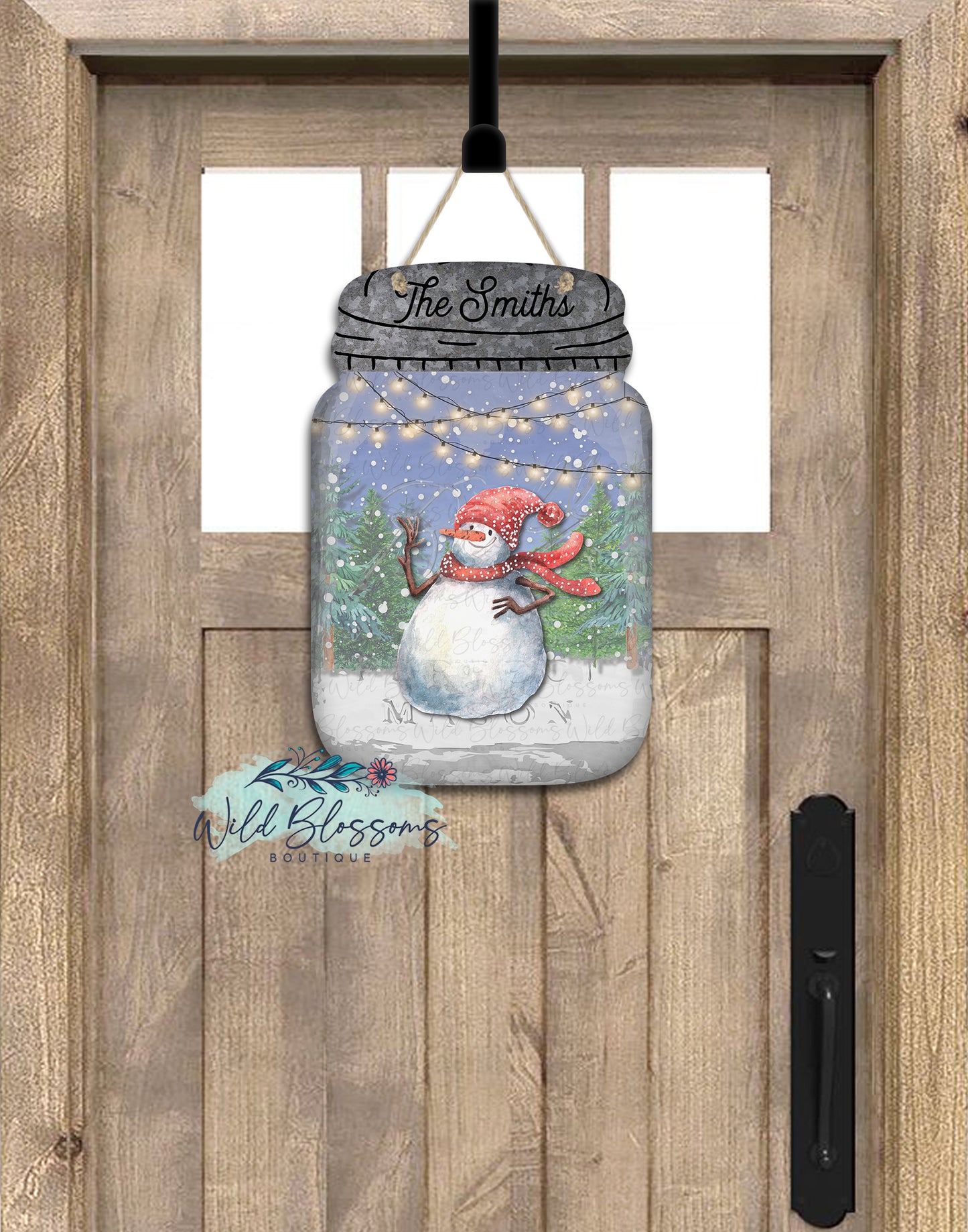 Winter Snowman Mason Jar Door Hanger