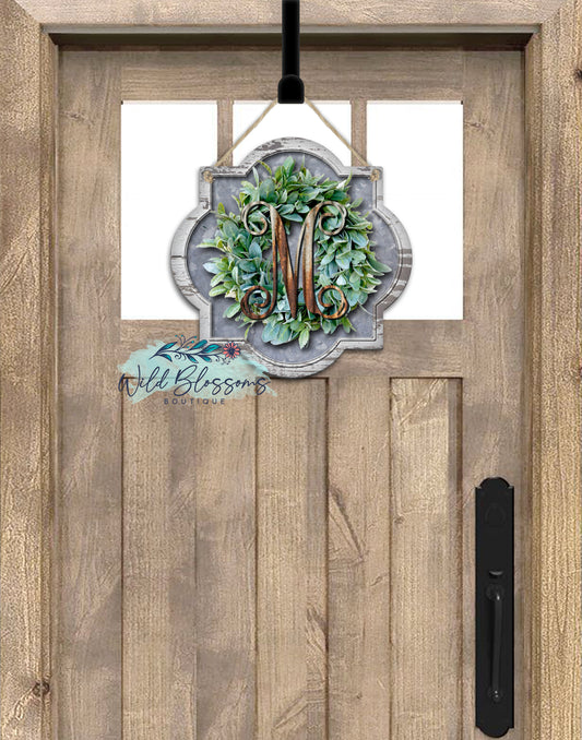 Succulent Wreath Quatrefoil Door Hanger