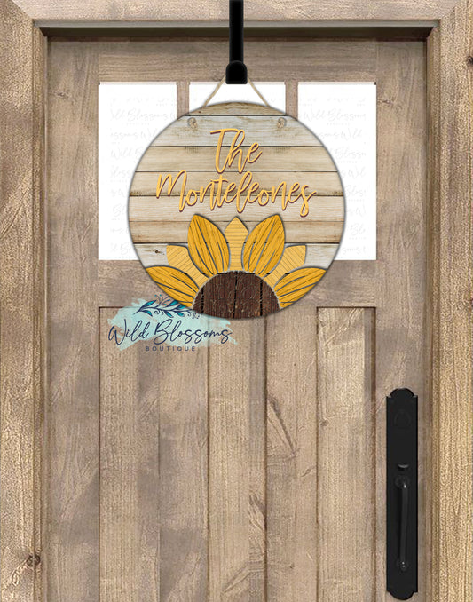 Wooden Sunflower Round Door Hanger