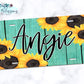 Teal Wooden Sunflower License Plate