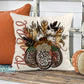 Thankful Fall Floral Cotton Leopard Print Pumpkin Pillow