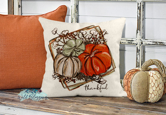 Thankful Pumpkin And Cotton Pillow
