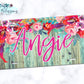 Wooden Turquoise Floral License Plate