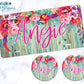 Wooden Turquoise Floral License Plate