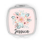 Teal and Blush Floral Mirror Compact