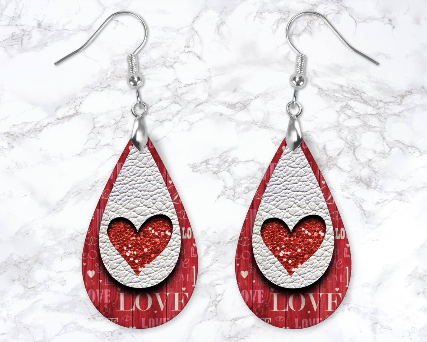 Valentine Wood Heart Cutout Drop Earrings