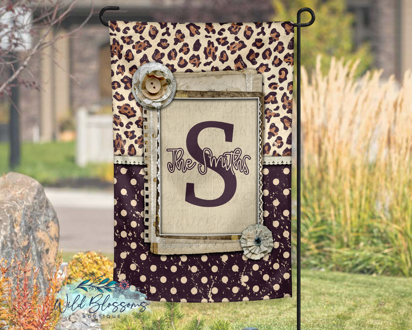 Vintage Leopard Print Garden Flag