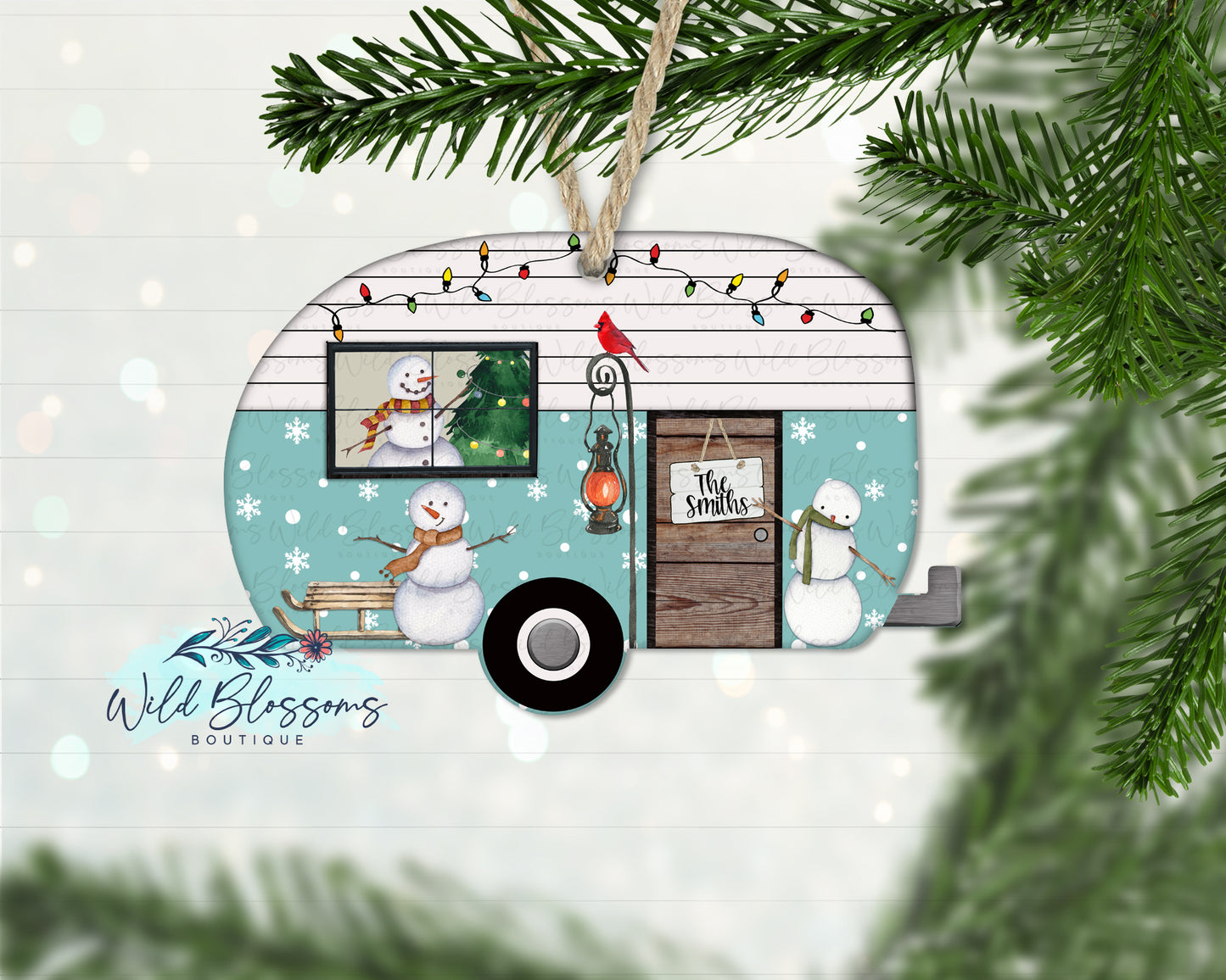 Winter Snowman Camper Ornament