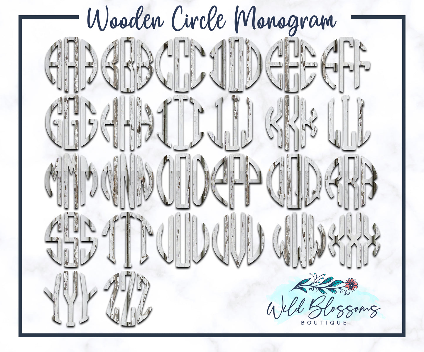 Wooden Chevron Circle Monogram Drop Earrings