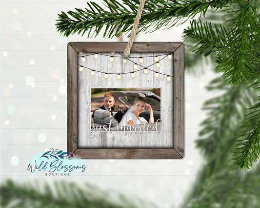 Just Married Photo Ornament