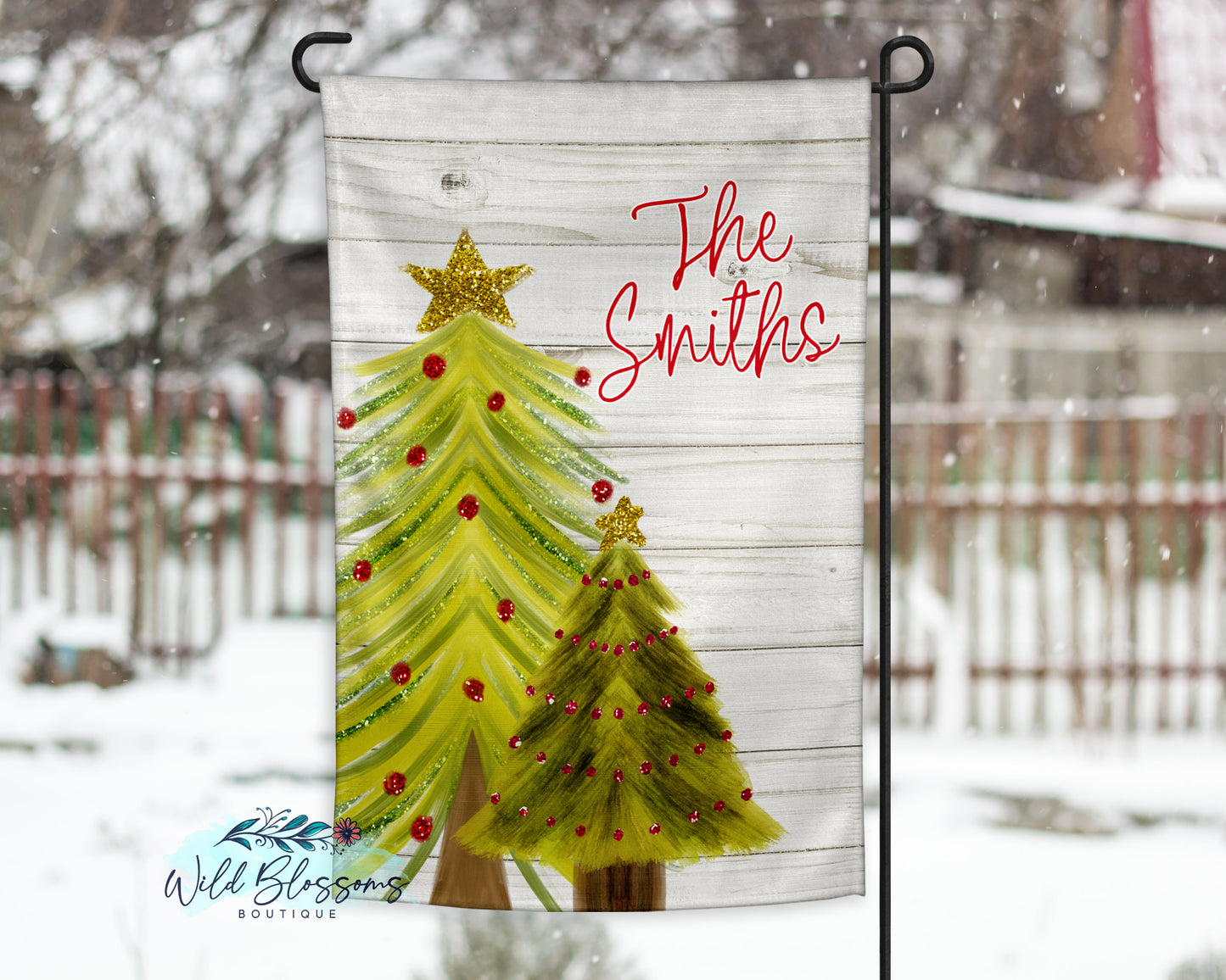 Glitter Christmas Trees Garden Flag