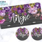 Wooden Grey And Purple Floral Car Coasters