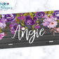 Wooden Grey And Purple Floral License Plate