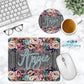 Wooden Indigo Pink Floral Glitter Look Personalized Mouse Pad And Coaster Desk Set