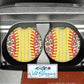 Wooden Softball And Leopard Print Car Coasters