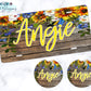 Wooden Sunflower Floral License Plate