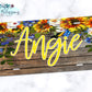 Wooden Sunflower Floral License Plate