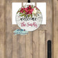 Wooden Floral Poinsettia Welcome Round Door Hanger