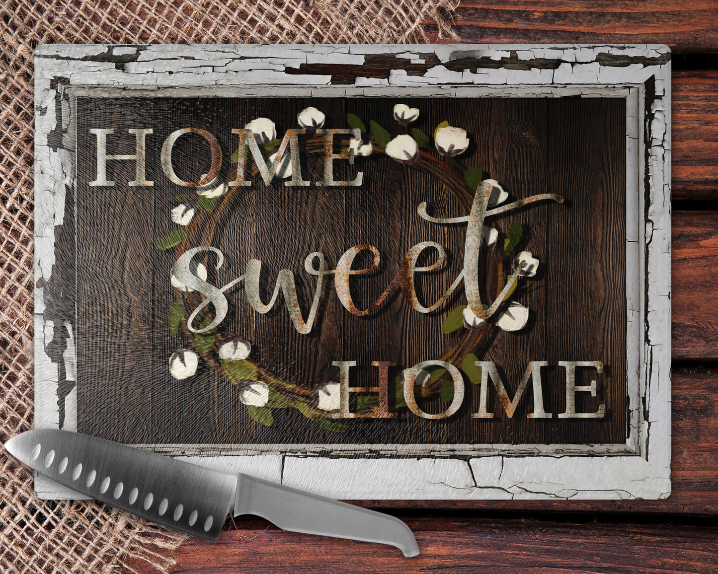 Home Sweet Home Glass Cutting Board