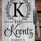 White Wooden Family Name Glass Cutting Board